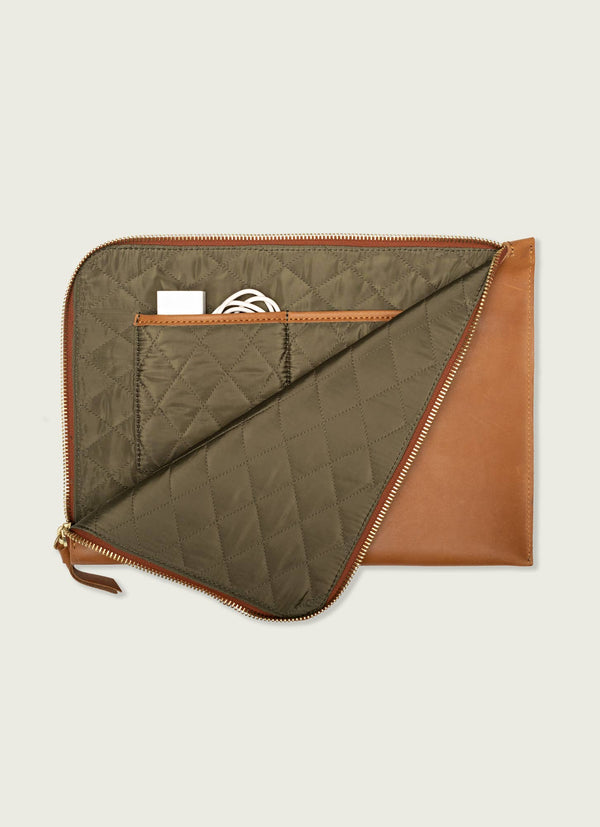 16'' Leather Laptop Sleeve: Tan