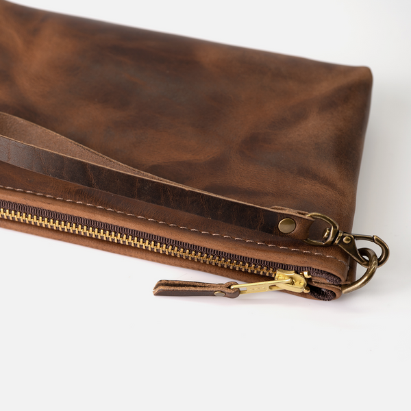 McKinley Clutch | Leather Clutch with Wrist Strap: Natural