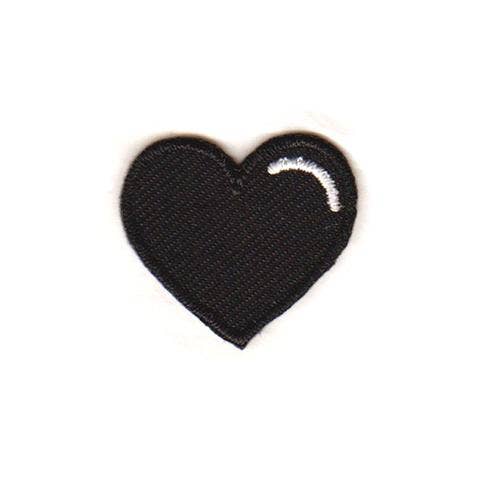 Black Heart Embroidered Sticker Patch: 1" x 1"