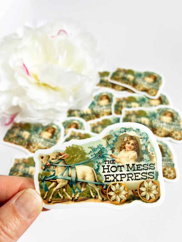 Hot Mess Express Funny Sticker - Vintage Style Girl