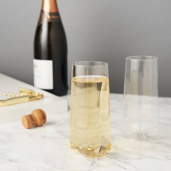 Seneca™ Faceted Stemless Crystal Champagne Flutes - Set of 2