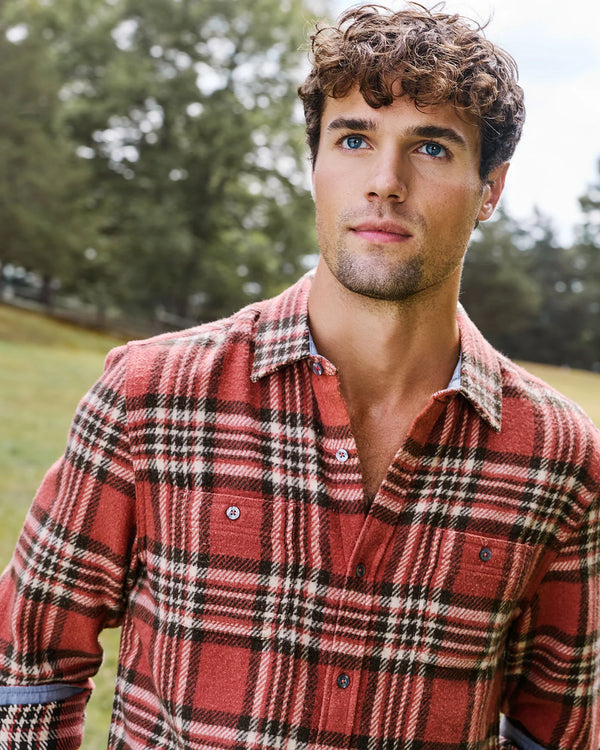 Seabrook Vintage Washed Flannel Shirt - Brick/Brown
