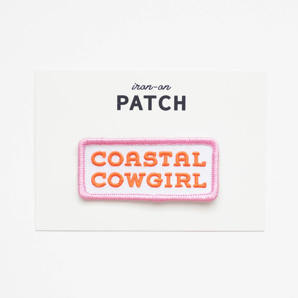 Coastal Cowgirl Embroidered Iron on Patch Pink+Orange