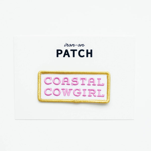 Coastal Cowgirl Embroidered Iron on Patch (Purple+Gold)