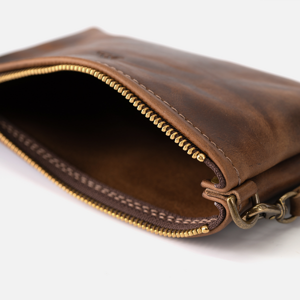 McKinley Clutch | Leather Clutch with Wrist Strap: Natural