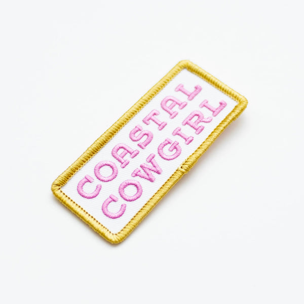 Coastal Cowgirl Embroidered Iron on Patch (Purple+Gold)