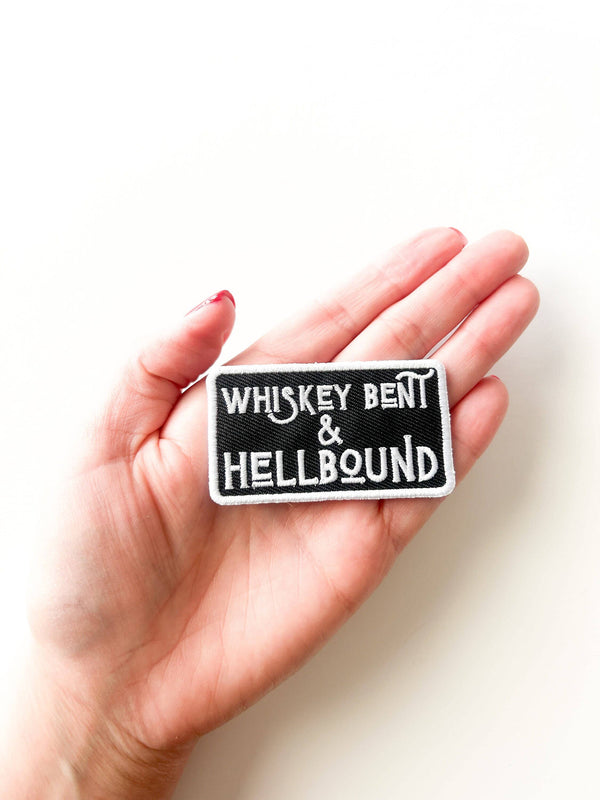 Whiskey Bent & Hell Bound Embroidered Iron-On Patch