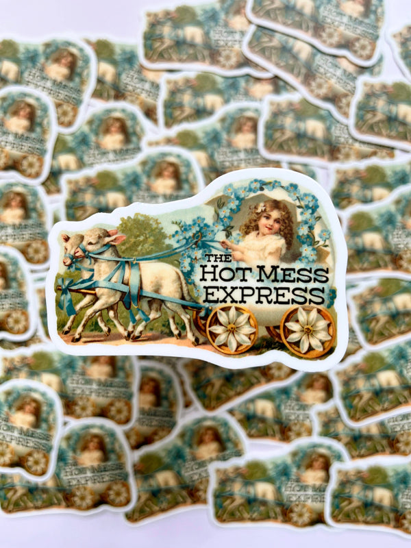 Hot Mess Express Funny Sticker - Vintage Style Girl