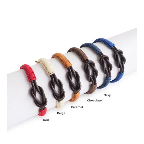 Men's Infinity Knot Leather Bracelet: Caramel