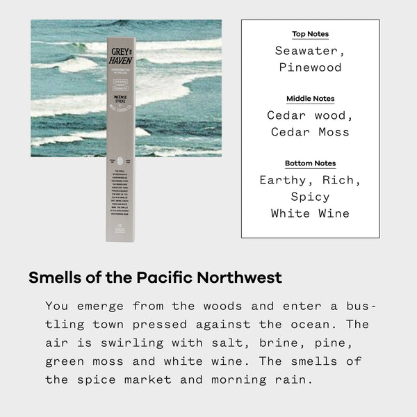 Greyhaven Incense Sticks – Sea Air, Pinewood & Moss (20-Pack)
