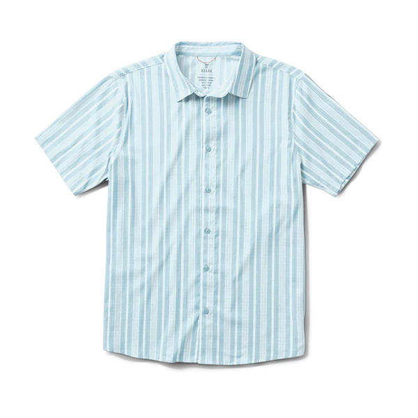 Bless Up SS Button Up - Dusty Blue Stripes