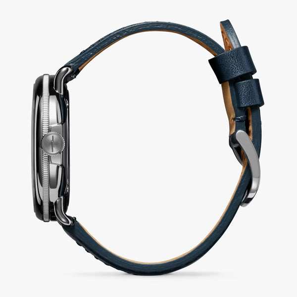 The Canfield Model C56 43mm - Blue w/Navy Leather Band