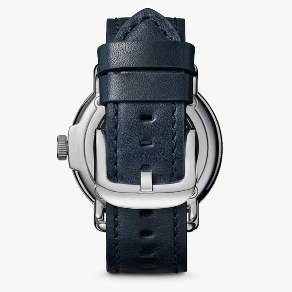 The Canfield Model C56 43mm - Blue w/Navy Leather Band
