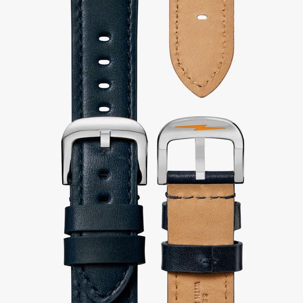 The Canfield Model C56 43mm - Blue w/Navy Leather Band