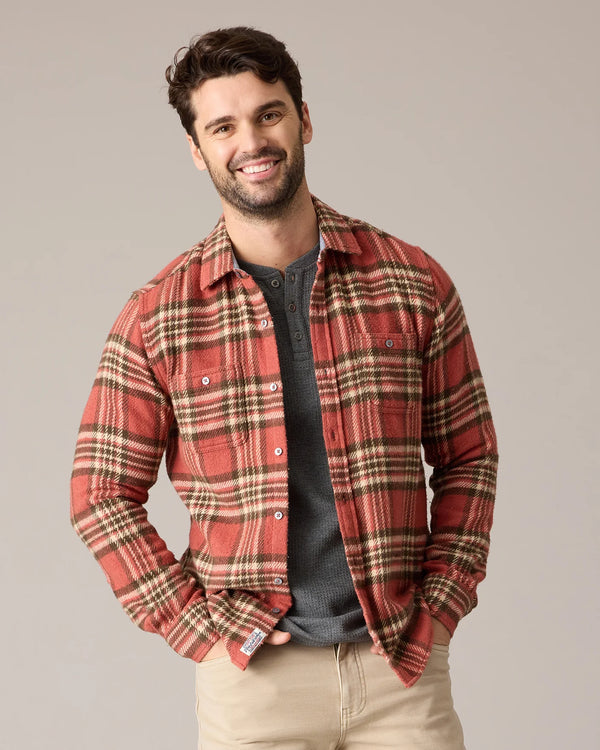 Seabrook Vintage Washed Flannel Shirt - Brick/Brown