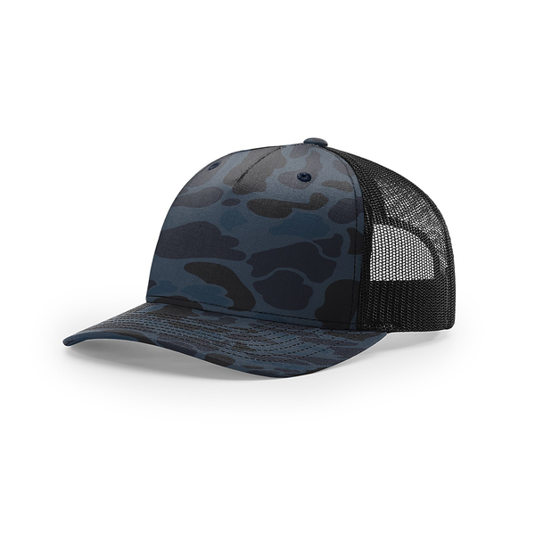 Richardson Five-Panel Printed Trucker Cap - Admiral Duck Camo/Black