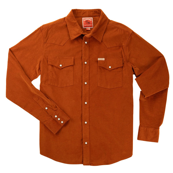 Wyatt Pearl Snap Corduroy Shirt - Burnt Orange