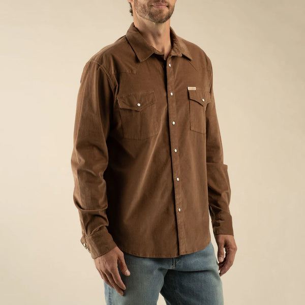 Wyatt Pearl Snap Corduroy Shirt - Brown