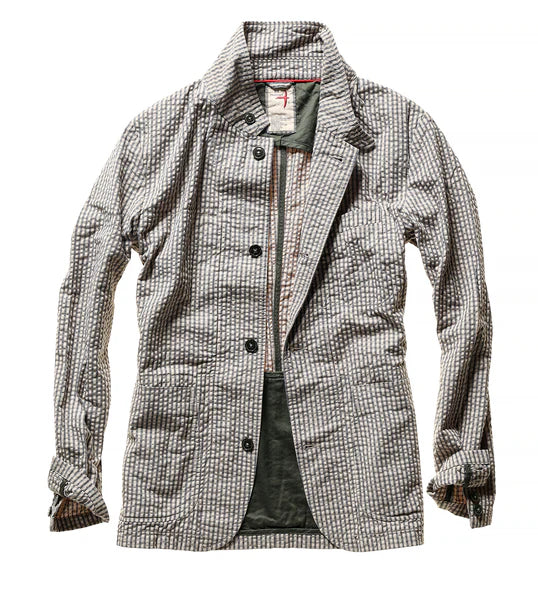 The Tropical Trap Blazer - Sand/Grey Seersucker