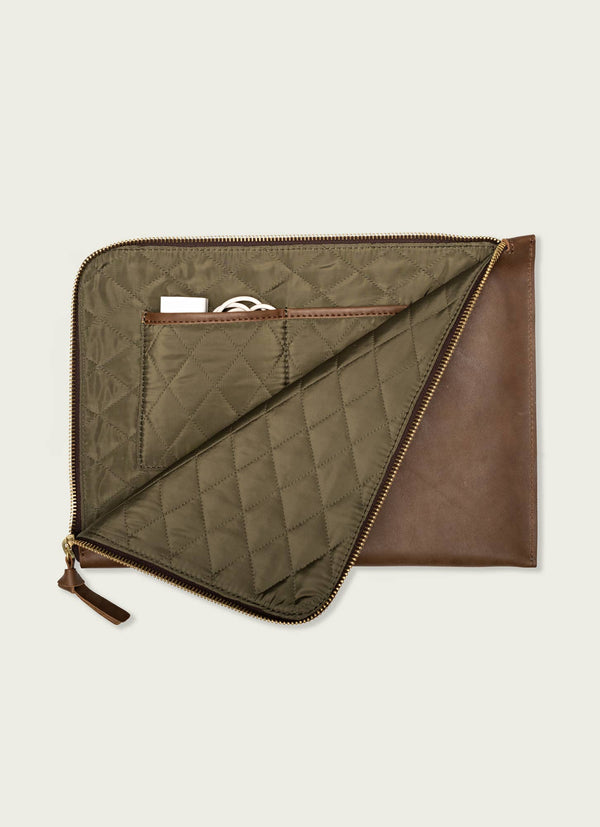 16'' Leather Laptop Sleeve: Tan