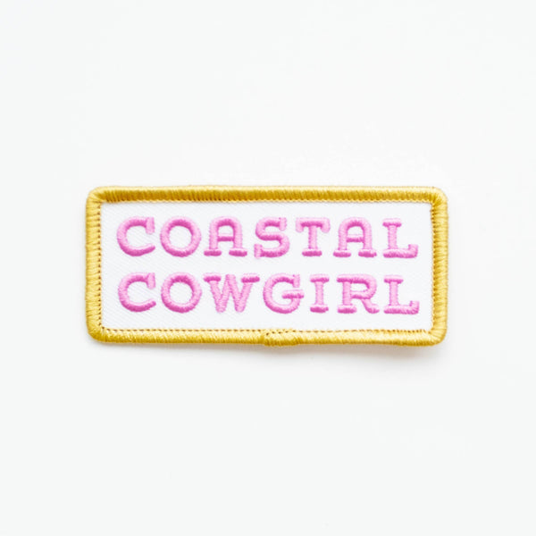 Coastal Cowgirl Embroidered Iron on Patch (Purple+Gold)