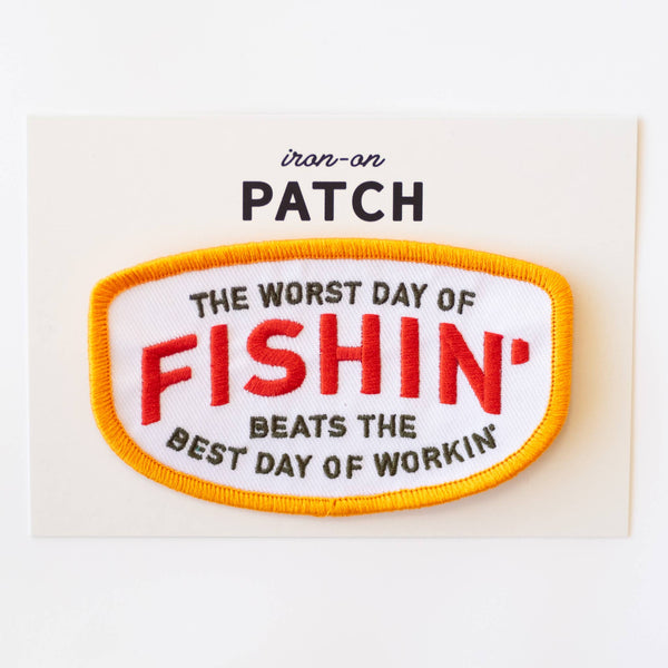 Fishin' Beats Workin' Embroidered Iron on Patch