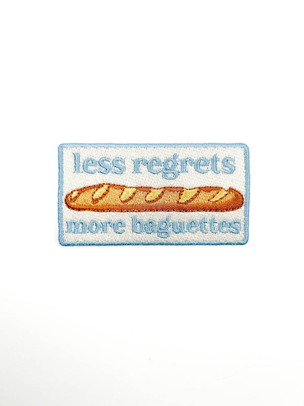 Less Regrets More Baguettes Embroidered Iron-On Patch