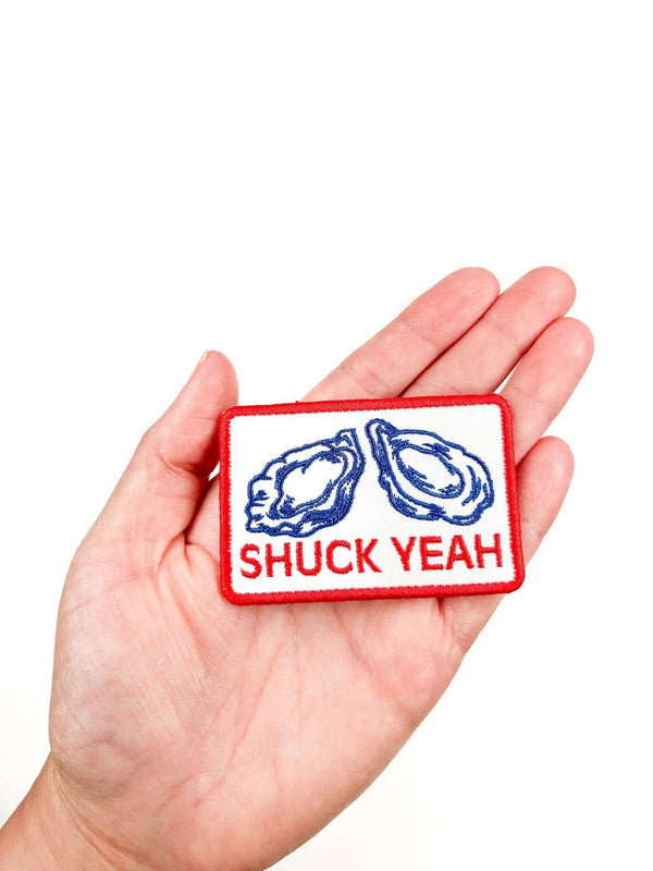 Shuck Yeah Embroidered Iron-on Sew-on Patch Oyster Beach