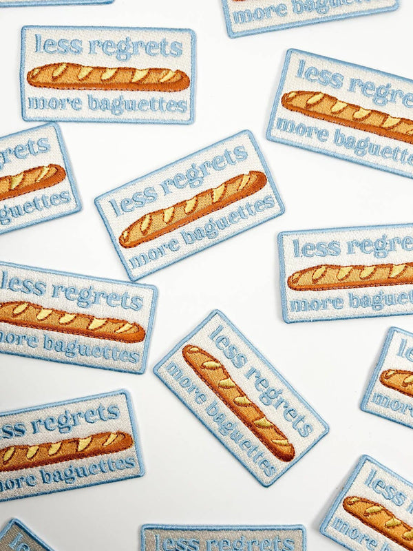 Less Regrets More Baguettes Embroidered Iron-On Patch