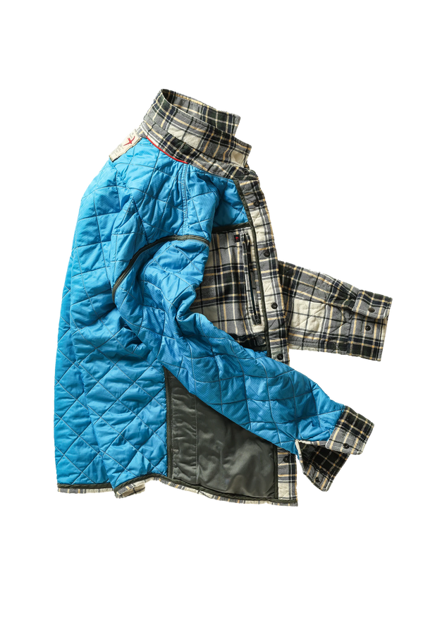 Qltd Flannel Shirtjacket : Cream / Forest Tartan