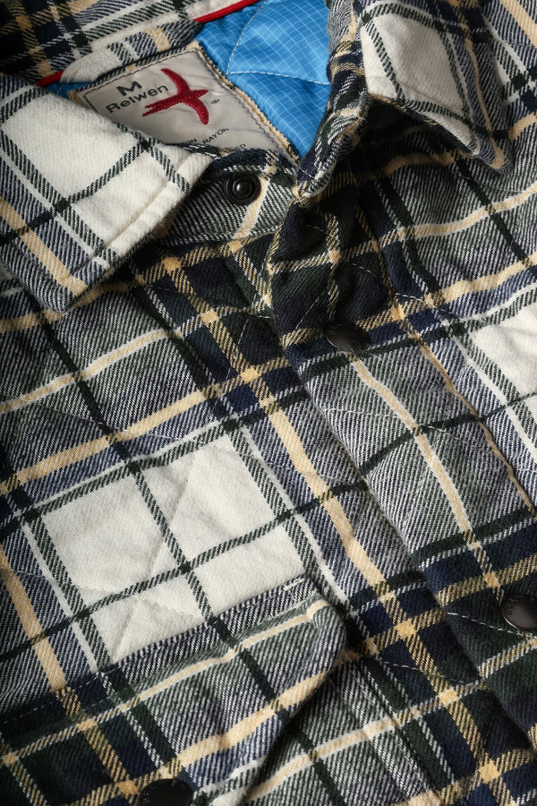 Qltd Flannel Shirtjacket : Cream / Forest Tartan