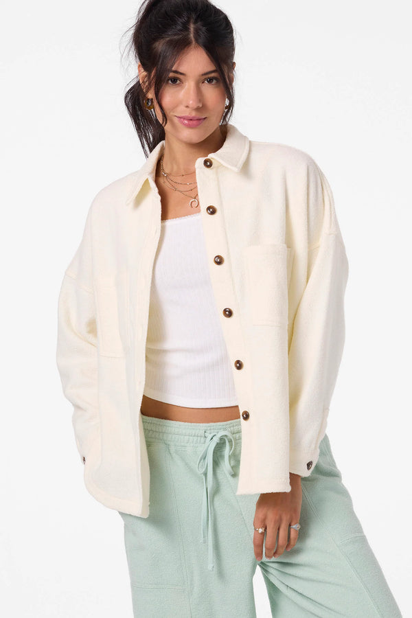 Wavelength Fleece Shacket : Winter White