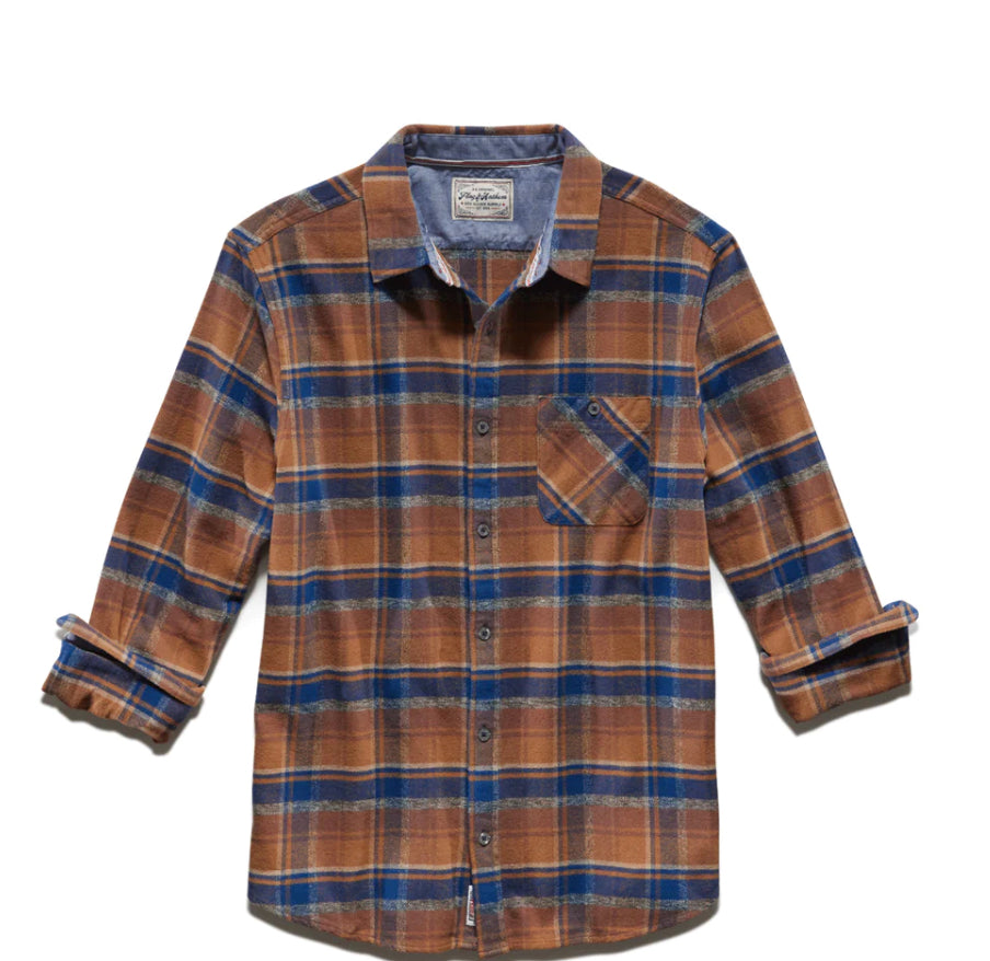 Ironwood Flannel Shirt- Rust and Navy – Nomad Jax Haberdashery