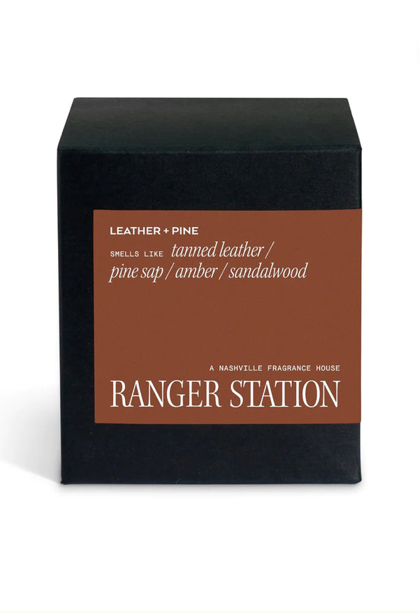 Leather + Pine Candle