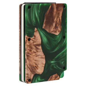 Slim Wood/Aluminium Wallet with Money Clip: Green