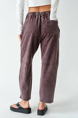 Cotton Blend Cropped Straight Leg Pants : Coffee Bean