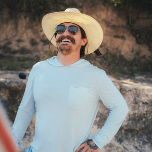 Graphic Yucatan Bamboo Hoodie: Frio Blue Print