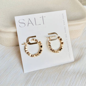 BEADED HOOPS | 18k gold clasp hoop earrings | textured hoop