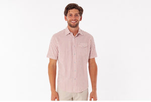 Short Sleeve Performance Pearl Snap - Burnt Orange Seer Sucker
