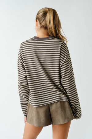 Horizon Striped Long-Sleeve Tee : Grey