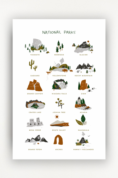 National Parks Art Print - 11x14