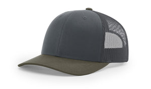 Richardson 112 Trucker Snapback: Gunmetal/chocolate chip