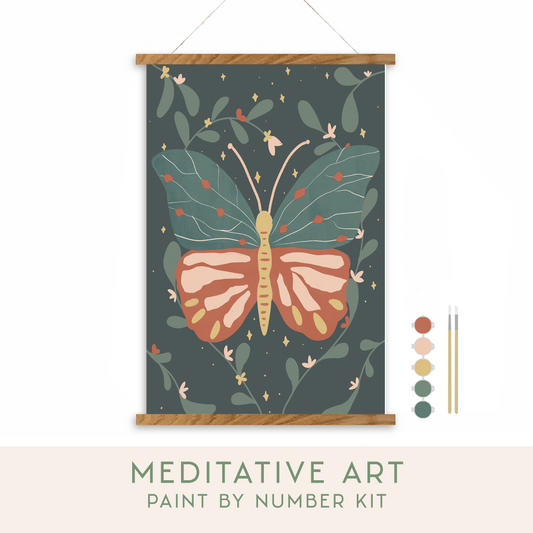 Night Butterfly Meditative Art Paint by Number Kit: Kit + Magnetic Frame