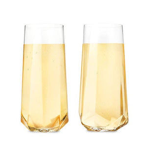 Seneca™ Faceted Stemless Crystal Champagne Flutes - Set of 2