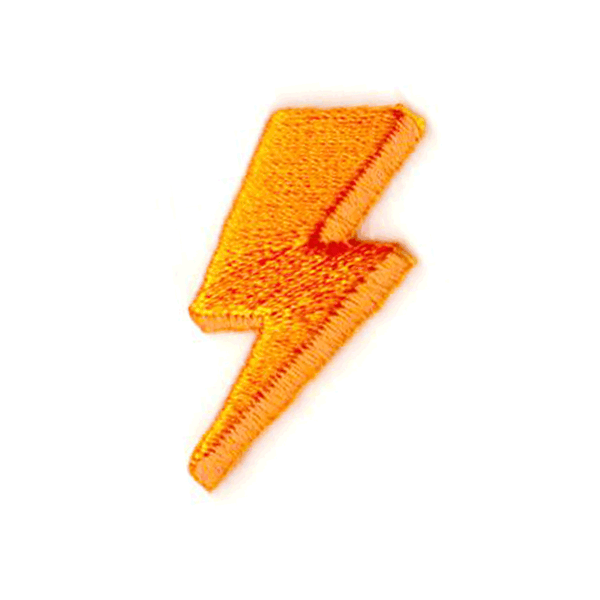 Lightning Bolt Embroidered Sticker Patch: 1" x 1"