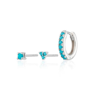 Boca Stud Set: Turquoise/Silver