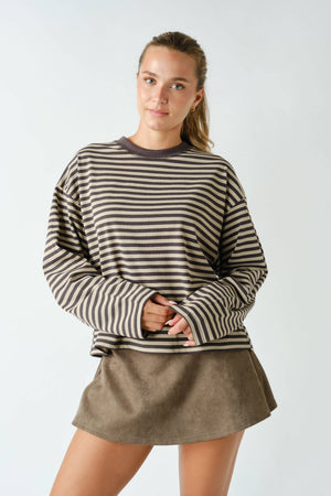 Horizon Striped Long-Sleeve Tee : Grey