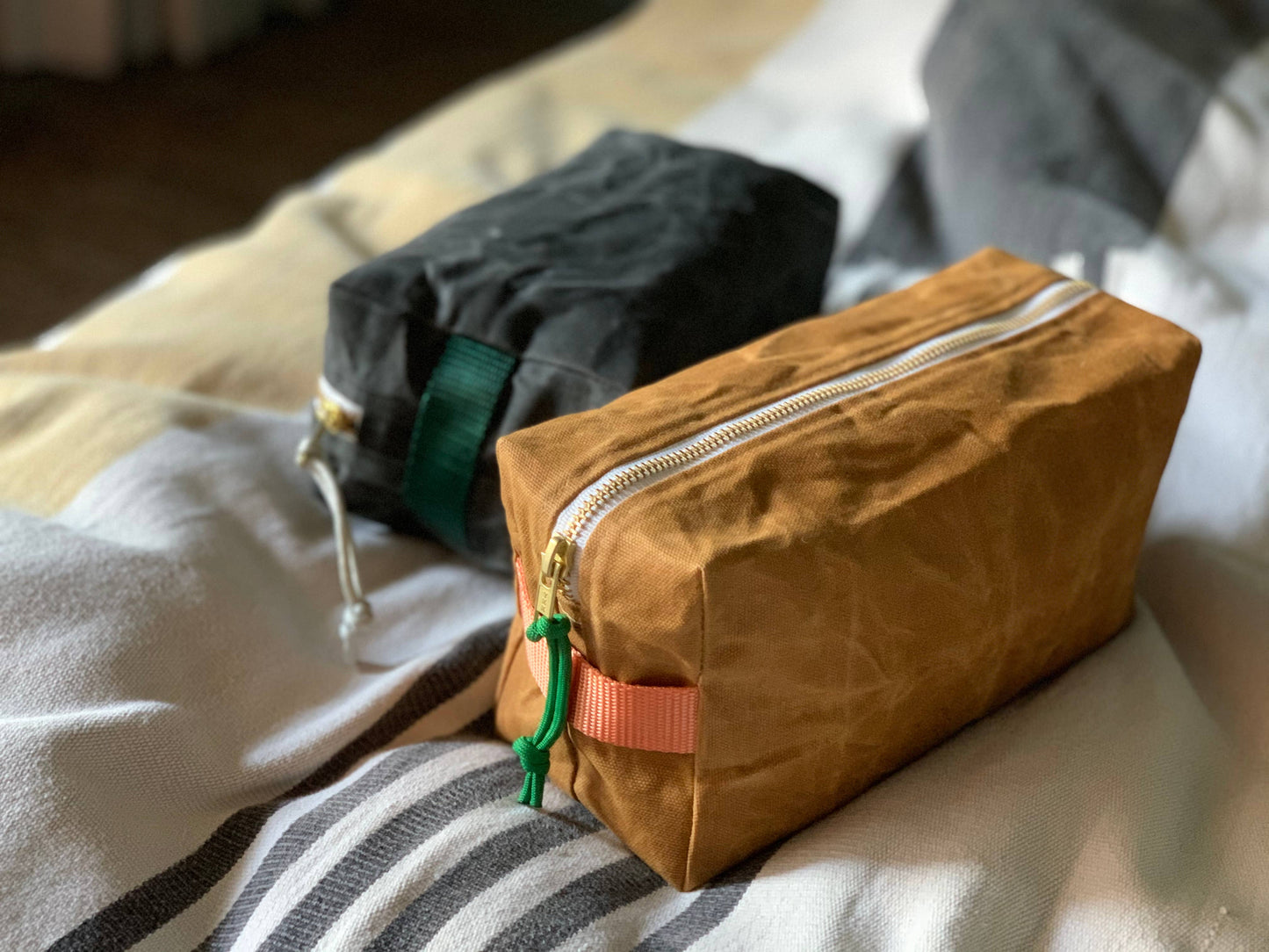 Waxed Canvas Dopp Kit: Whiskey