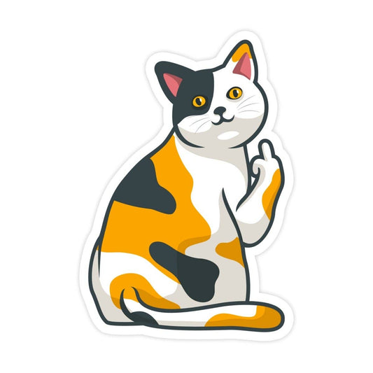 Cat Flipping Off Sticker