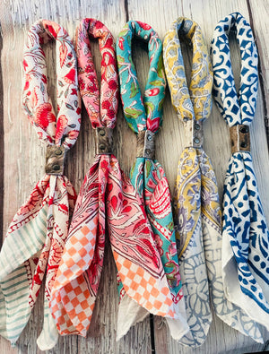 Hand Dyed Bandanas With Leather Slides : Bright Boho